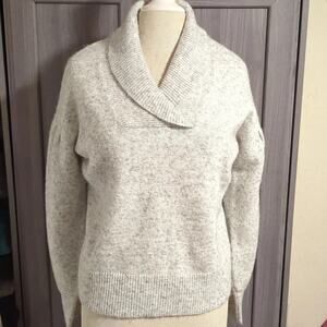 Madewell Vinson Shawl-Collar Pullover Sweater Light Gray Small